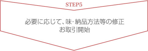 STEP5 必要に応じて、味・納品方法等の修正 お取引開始